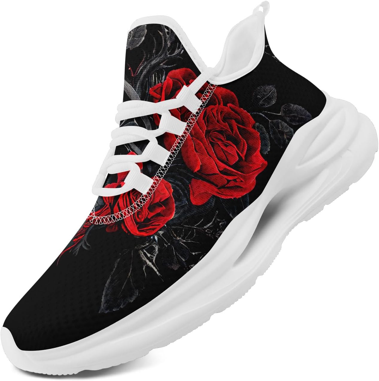 

Дышащие кроссовки из сетки для мужчин и женщин - с дизайном цветов, черепа и подсолнуха, легкие кроссовки на шнуровке Awsole, белый/красный