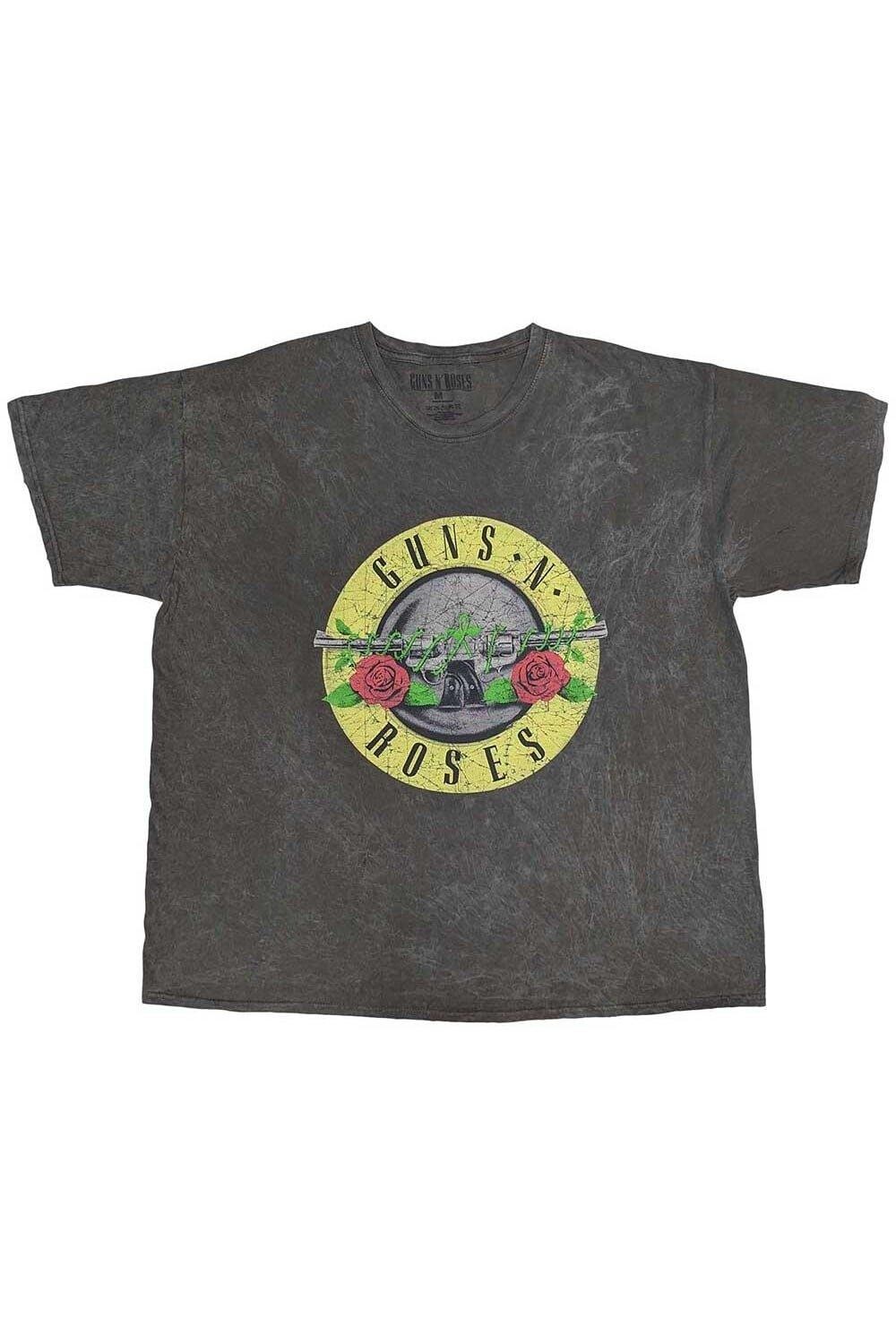 

Хлопковая футболка оверсайз с классическим логотипом Guns N Roses, серый