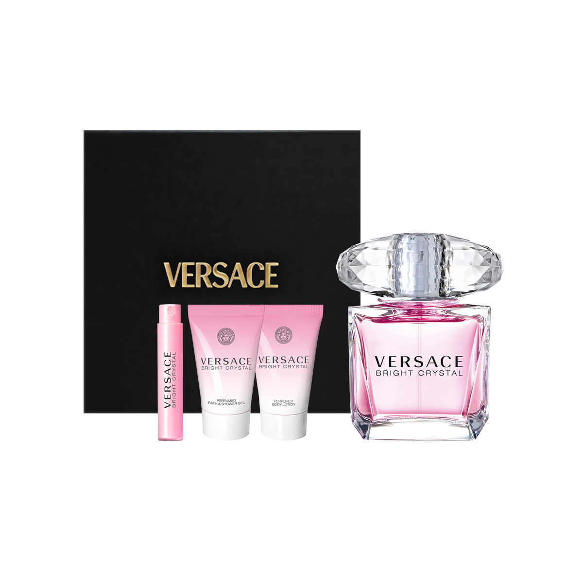 VERSACE Розовый кристальный бриллиант женский парфюмерный Набор в подарочной коробке гель для душа+увлажняющий лосьон туалетная вода — фото 2