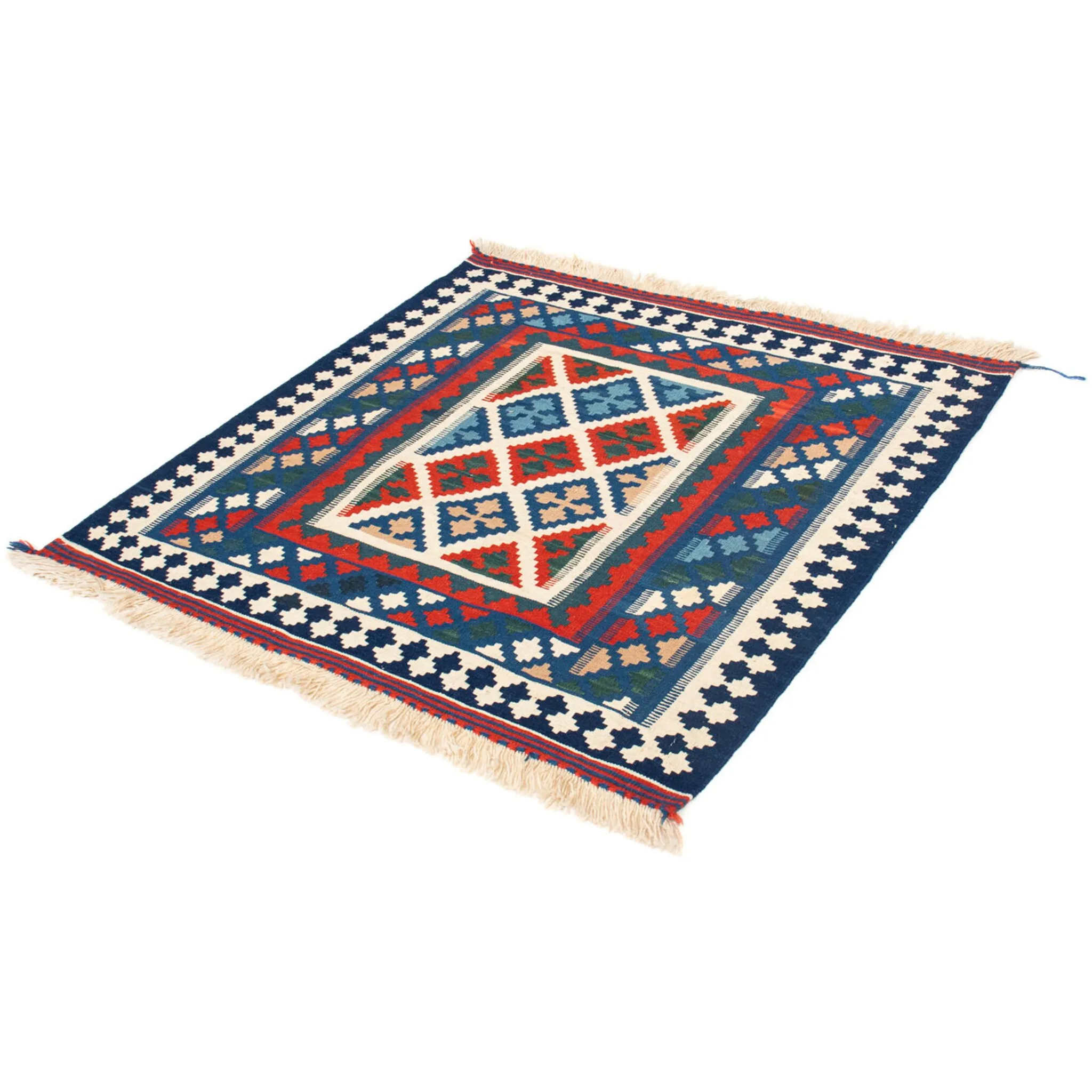 

Шерстяной ковер Morgenland «Kilim - Oriental Square - 103 x 100 см - темно-синий», квадратный, высота 6 мм, гостиная, цельный