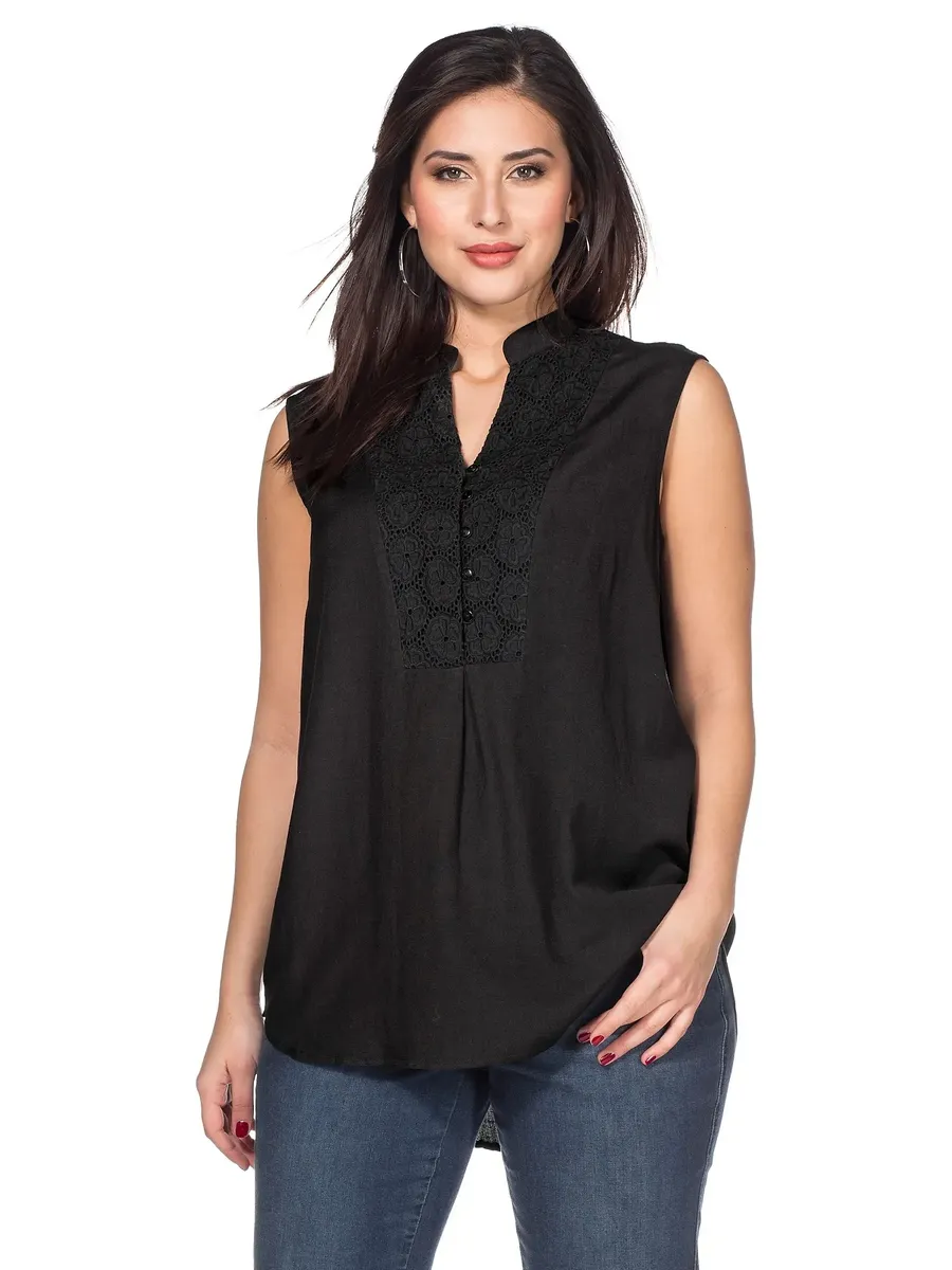 

Блуза-топ sheego by Joe Browns "Большие размеры", с кружевной отделкой, с льняным наполнением, черный