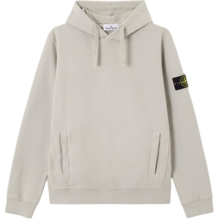 

Толстовка с логотипом на заплатке и шнурком STONE ISLAND, pearl серый