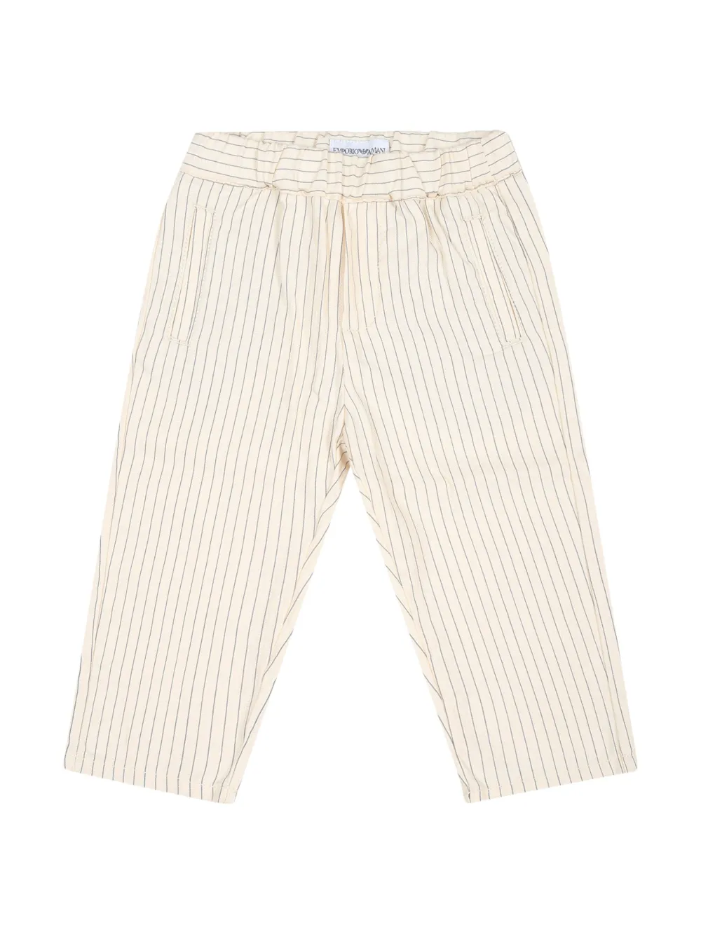 

Полосатые брюки из смесового льна Emporio Armani Kids, белый