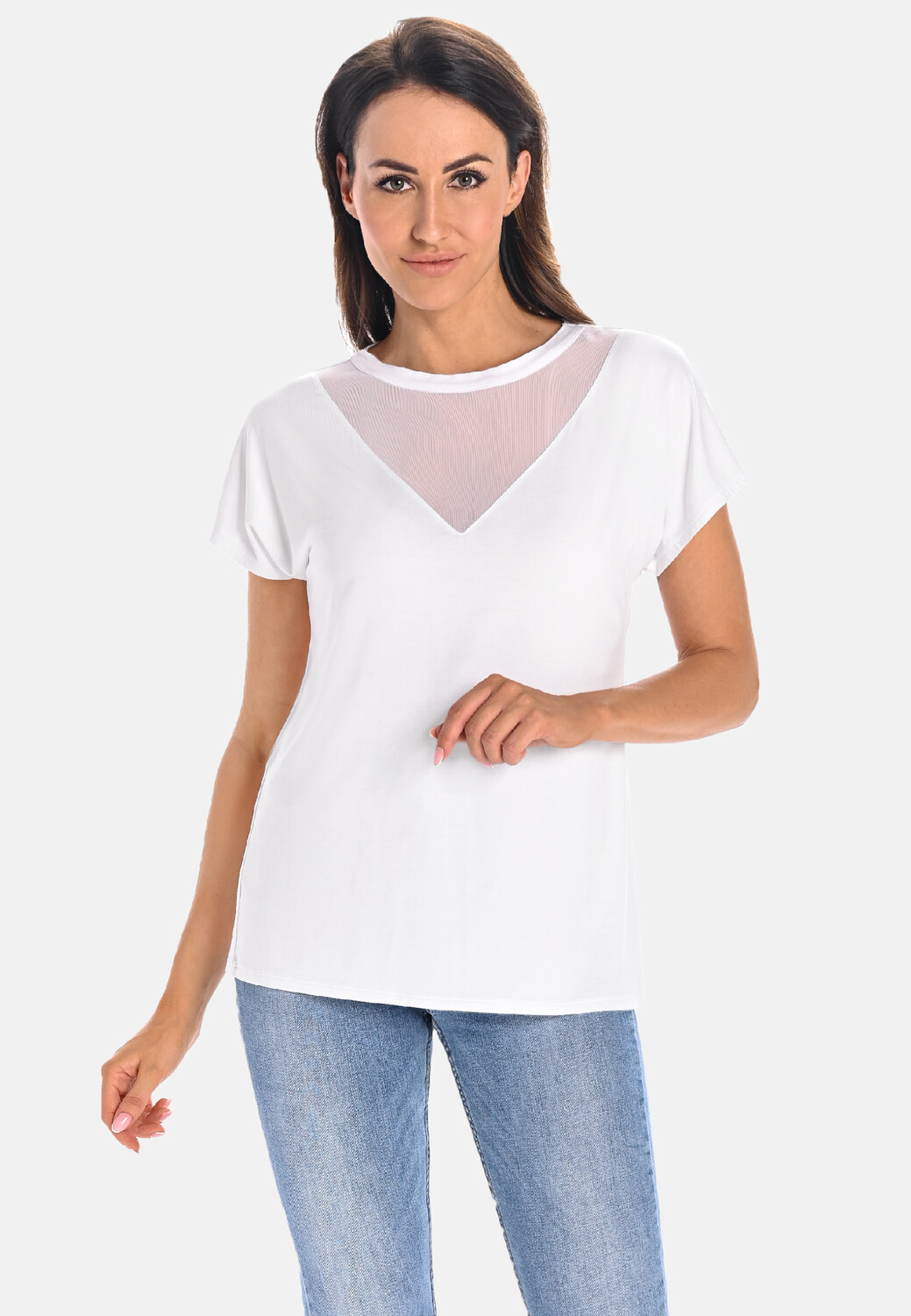 

Блуза Teyli Damen Bambushemd mit Mesh Cora, белый