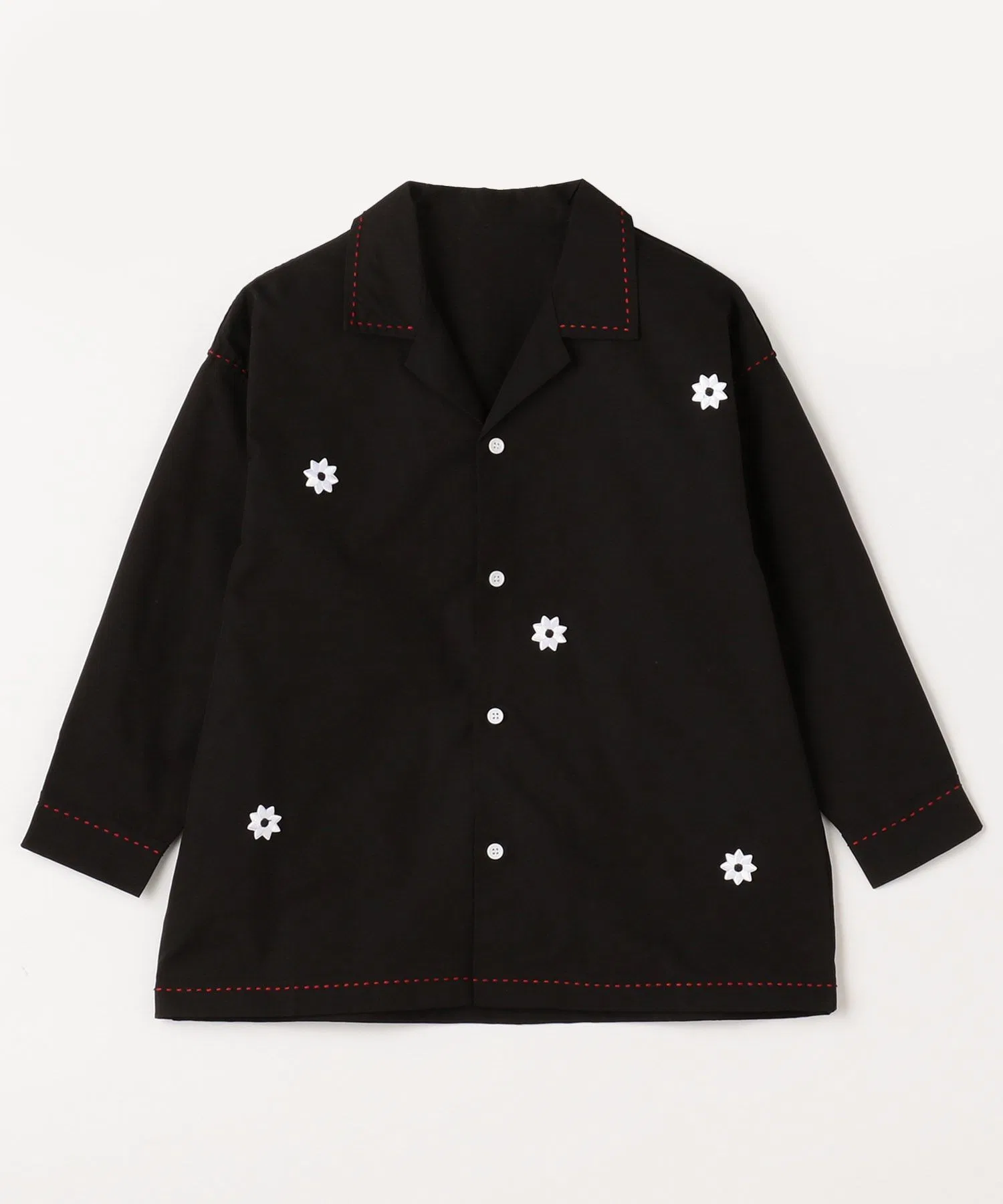 Детская рубашка с цветочной аппликацией FREAK'S STORE THE OTOGIBANASHI SUPPLY чёрная