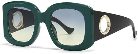 

Солнцезащитные очки 2026 года в форме квадратной оправы большого размера для женщин и мужчин, в винтажном панк-стиле, модные, с крупной оправой, элегантные MTZJH, Green