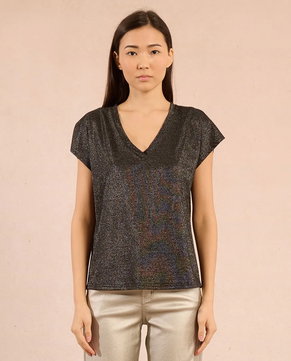 

Женская футболка с коротким рукавом и V-образным вырезом Molly Bracken, черный