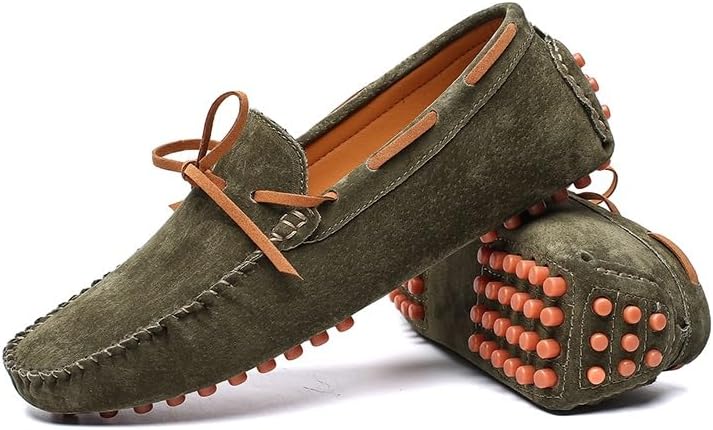 Мужские лоферы JIADELI, замшевый верх, мокасины, ботинки типа 'boat shoes', с декоративной строчкой, гибкая плоская подошва, удобные для ходьбы, без шнурков, зеленый — фото 4