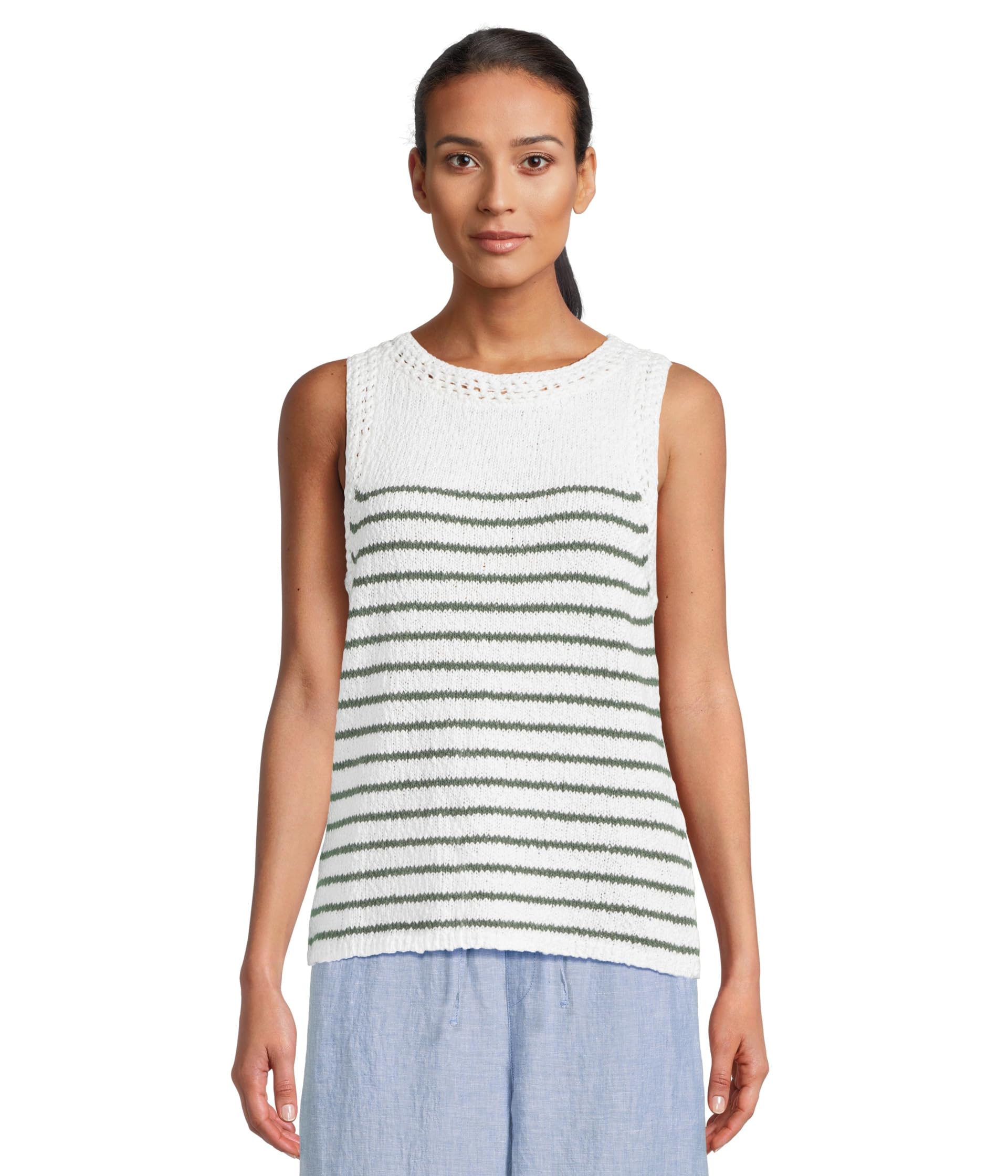 

Топ Tommy Bahama Crochet Edge Striped Tank, Dark Jade