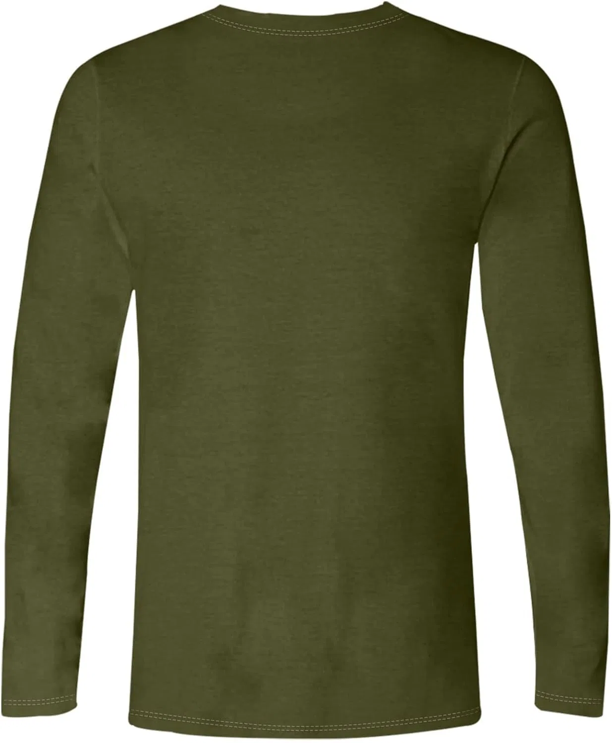 Мужская футболка с длинным рукавом, однотонная, Army Green — фото 4