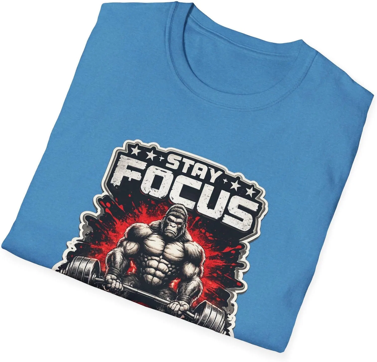 Футболка с принтом Stay Focus and Beast, GENERIC, Heather Sapphire — фото 4