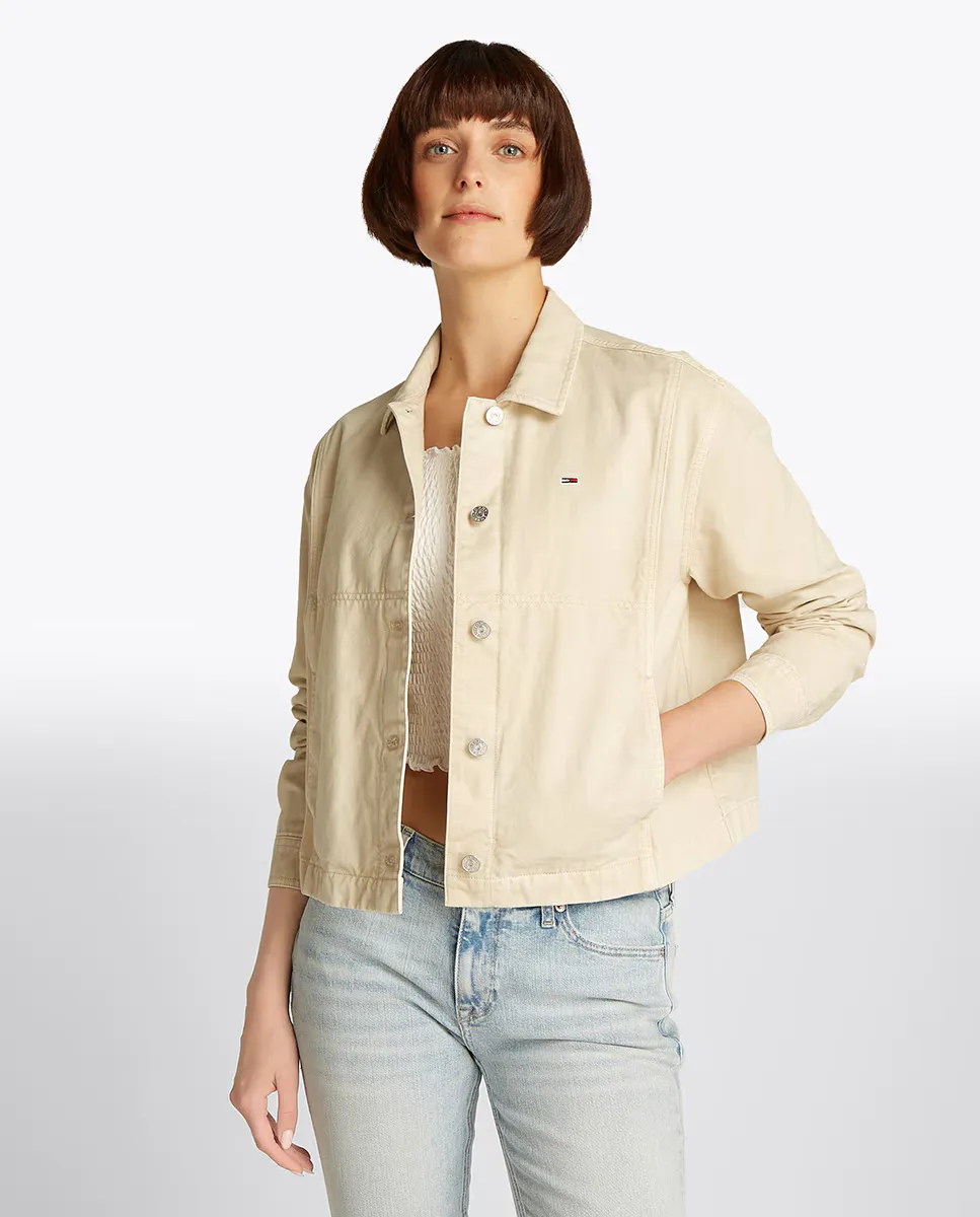 

Женская куртка из хлопка Essential Tommy Jeans, кремовый