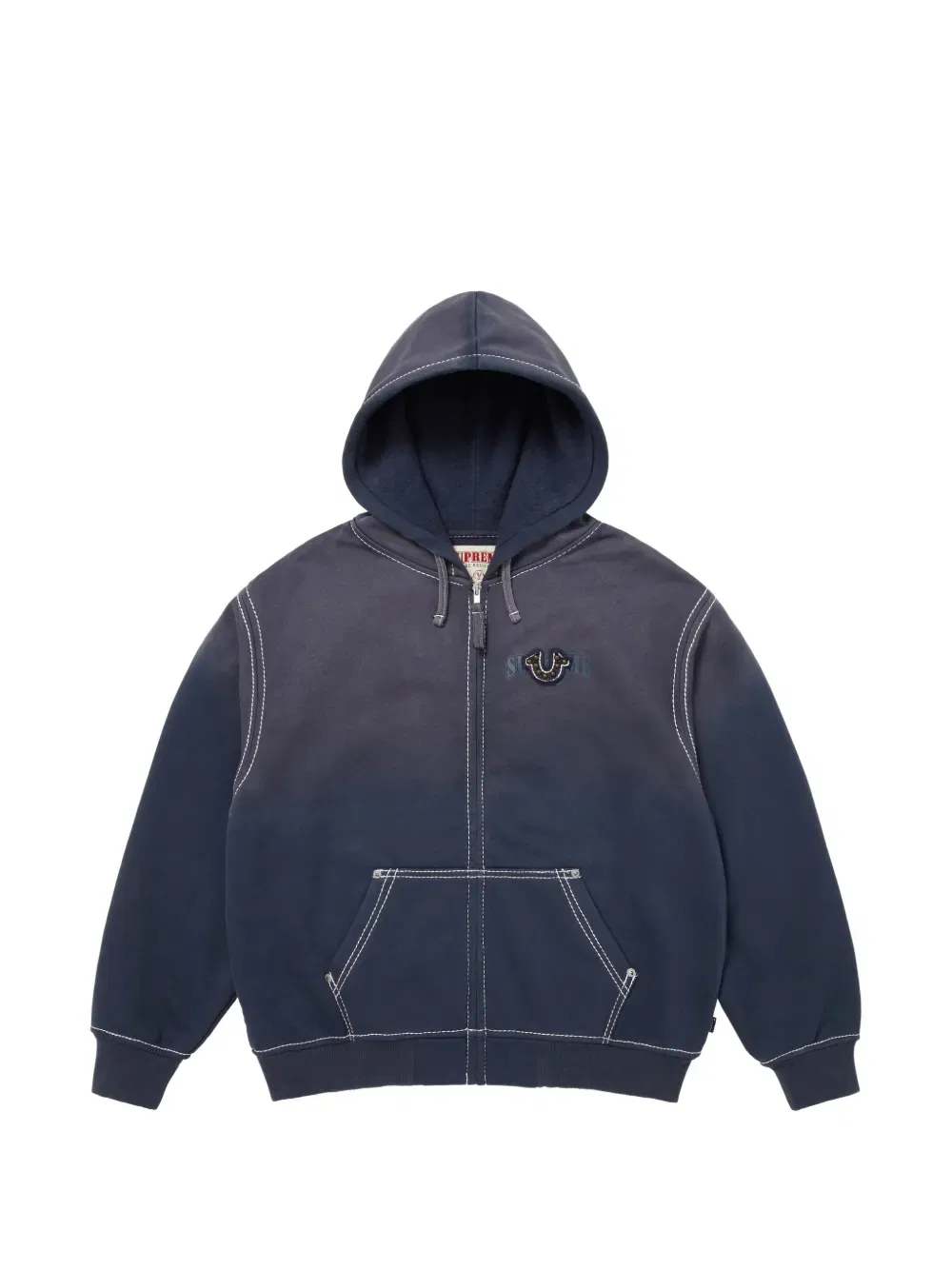 Толстовка на молнии с надписью "X true religion" Supreme, синий