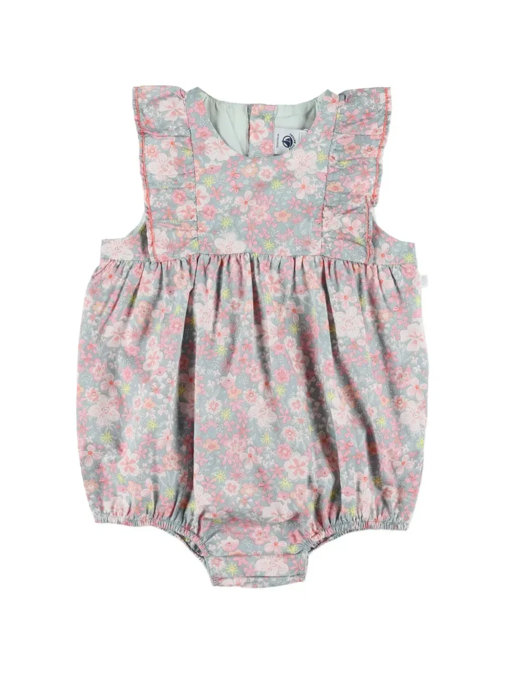 Ромпер с оборками и цветочным принтом Petit Bateau, синий