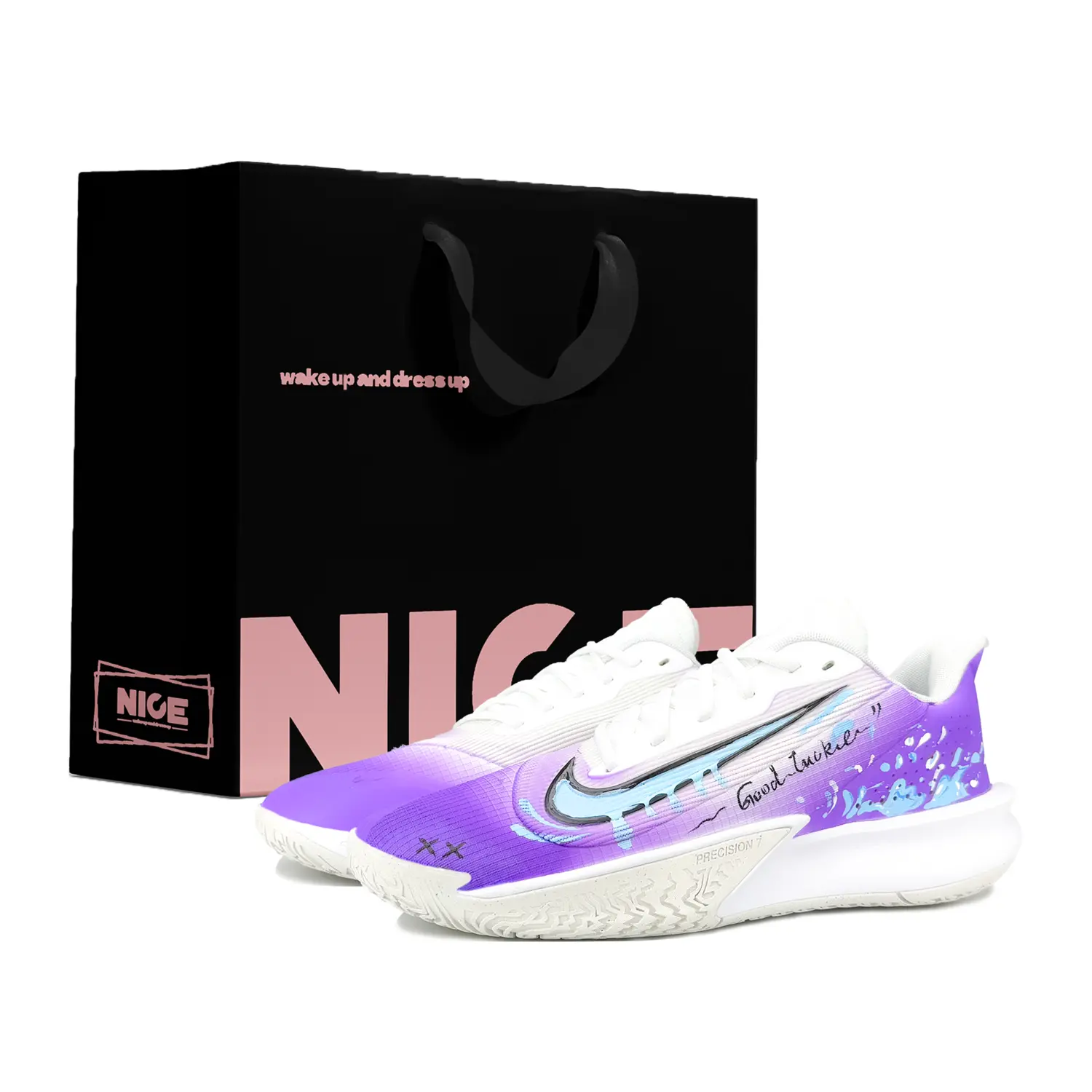 

Nike Баскетбольные кроссовки Precision 7 с низким верхом, устойчивые к истиранию, мужские, фиолетовые