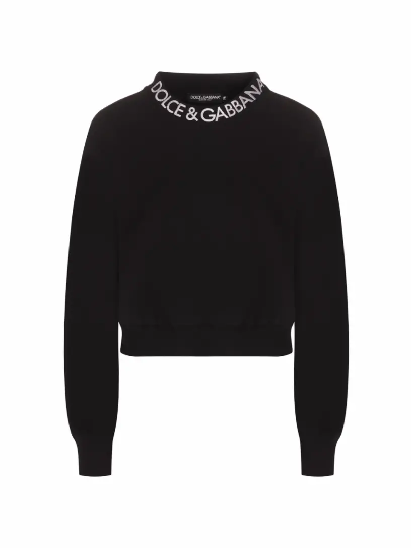 

Укороченный свитшот с логотипом Dolce&Gabbana, черный