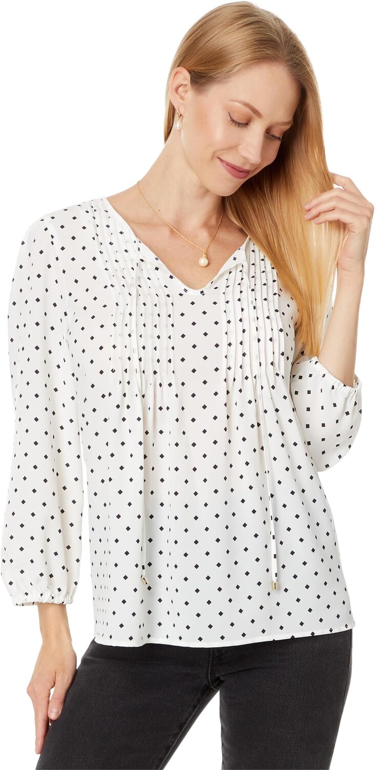 

Блуза Tommy Hilfiger Dot Pintuck Blouse, цвет Ivory/Sky Captain