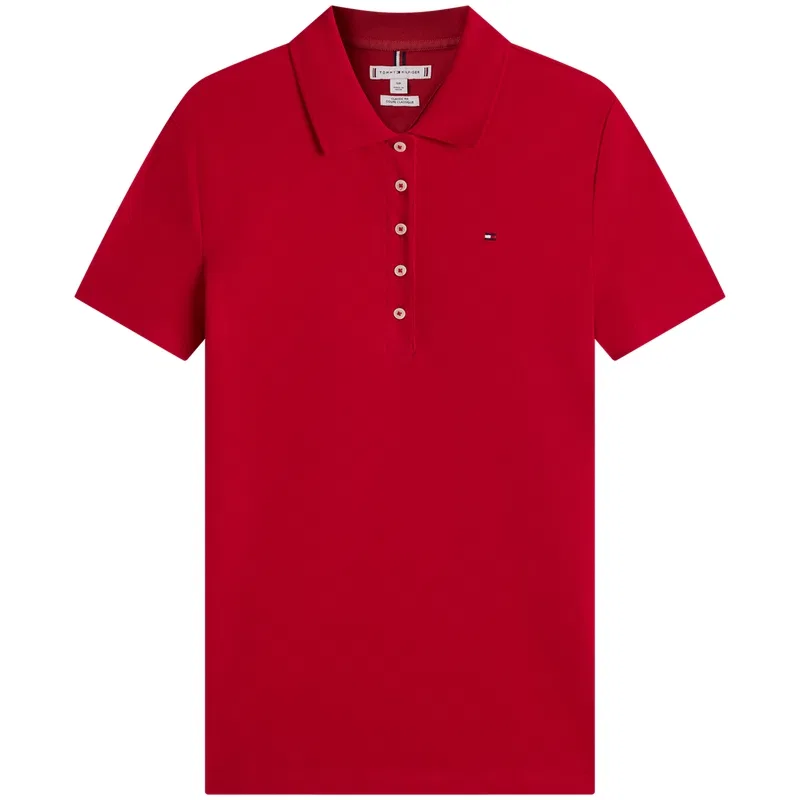 Поло женское хлопковое Tommy Hilfiger красное