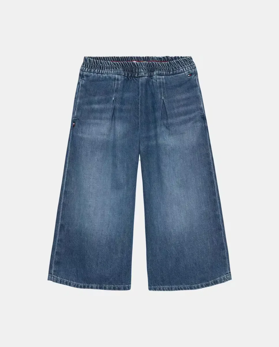 Детские джинсы для девочки с силуэтом кюлота Tommy Hilfiger, синий