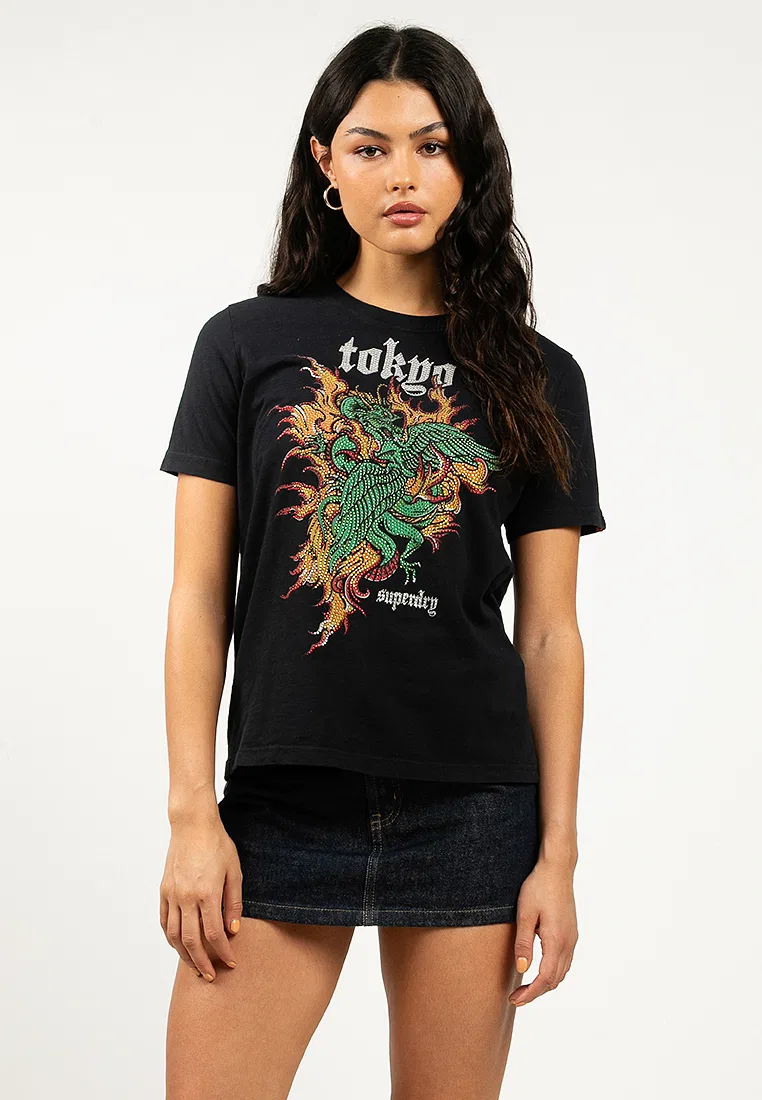 Футболка, свободный крой, Neo Trad Tattoo Superdry, черный