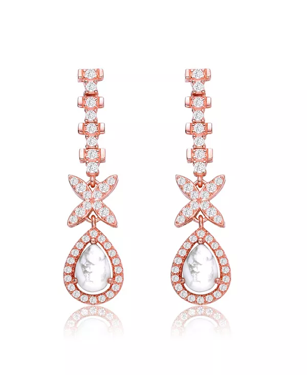 

Серьги-Подвески из стерлингового серебра с прозрачными кубическими цирконами в форме груши Genevive, pink