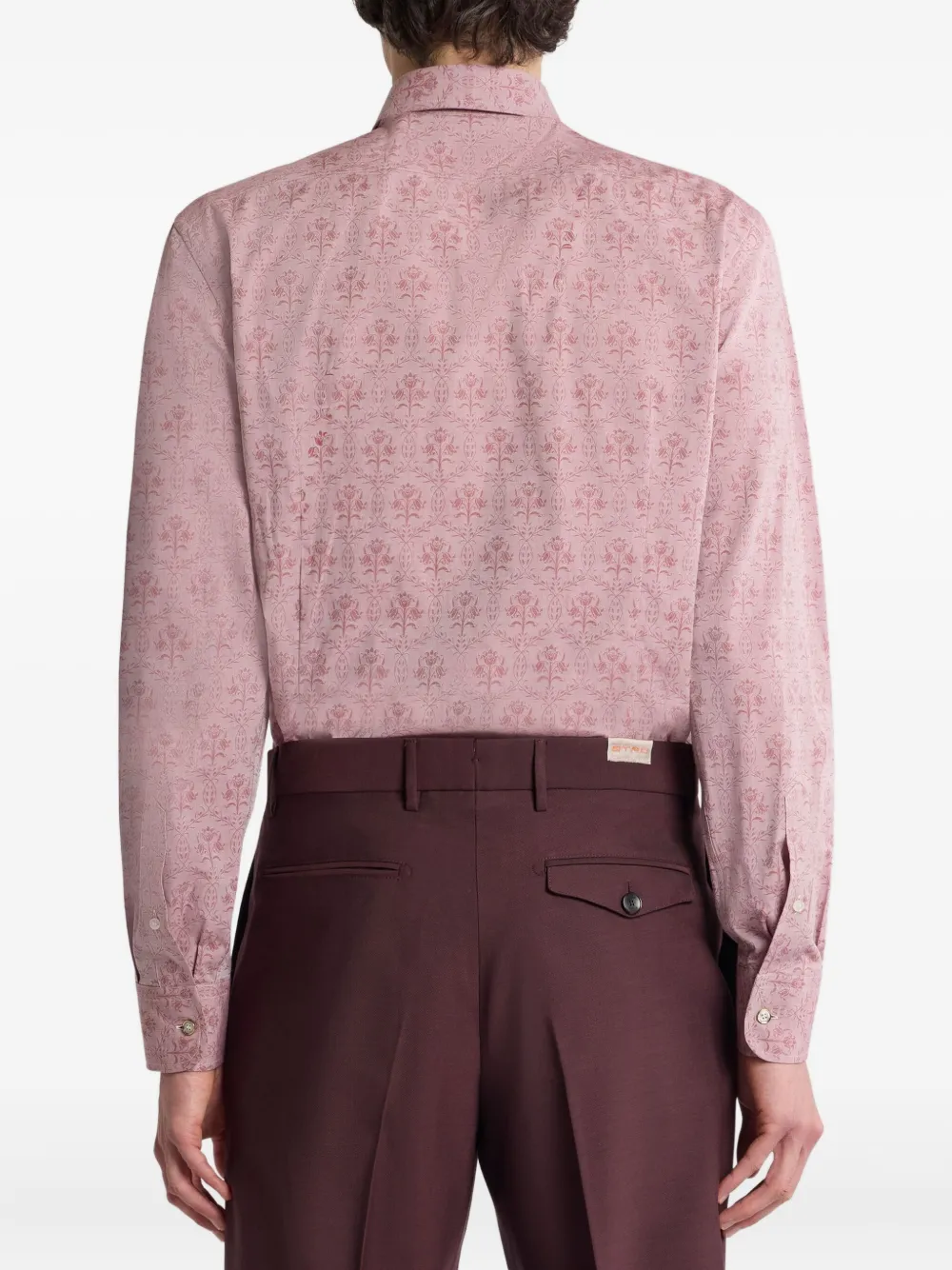 Жаккардовая рубашка с цветочным узором ETRO, розовый — фото 4
