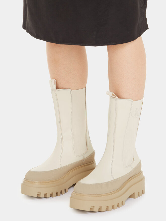 Ботинки на плоской подошве Flatform Chelsea Boot Lth Wn Calvin Klein, экрю — фото 4