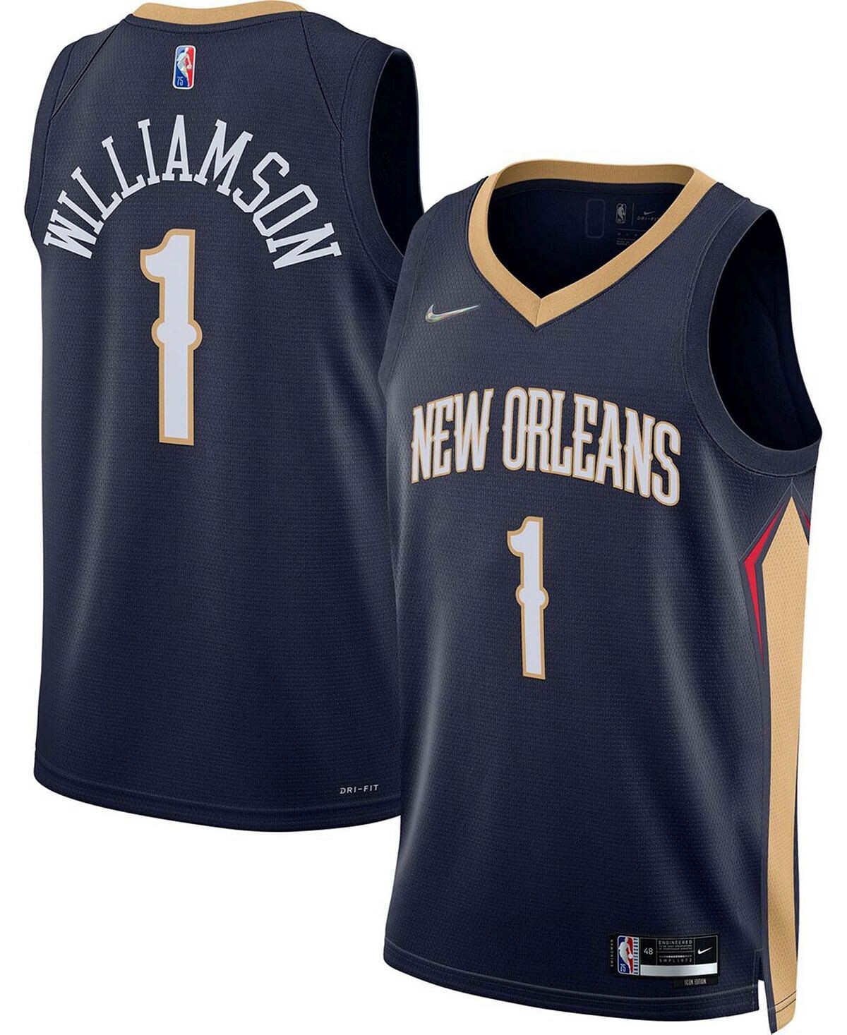 

Мужская майка Zion Williamson Navy New Orleans Pelicans 2021, 22 Diamond Swingman — Icon Edition Nike