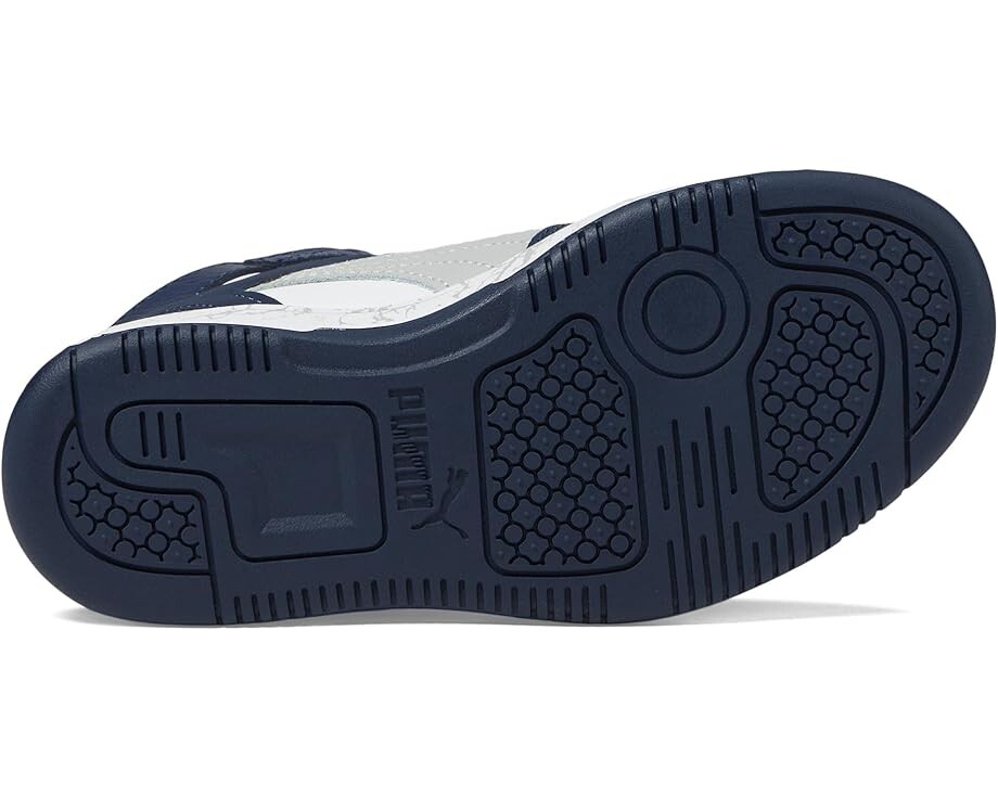 Кроссовки PUMA Kids Rebound Layup Marble, цвет PUMA White-Flat Light Gray-Club Navy — фото 3