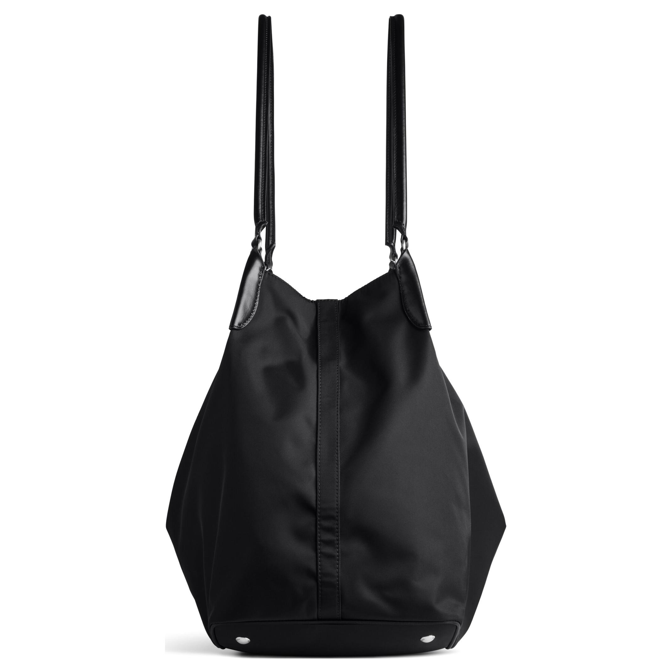 Balenciaga Сумка из нейлона и гладкой телячьей кожи, большая женская сумка через плечо black — фото 4
