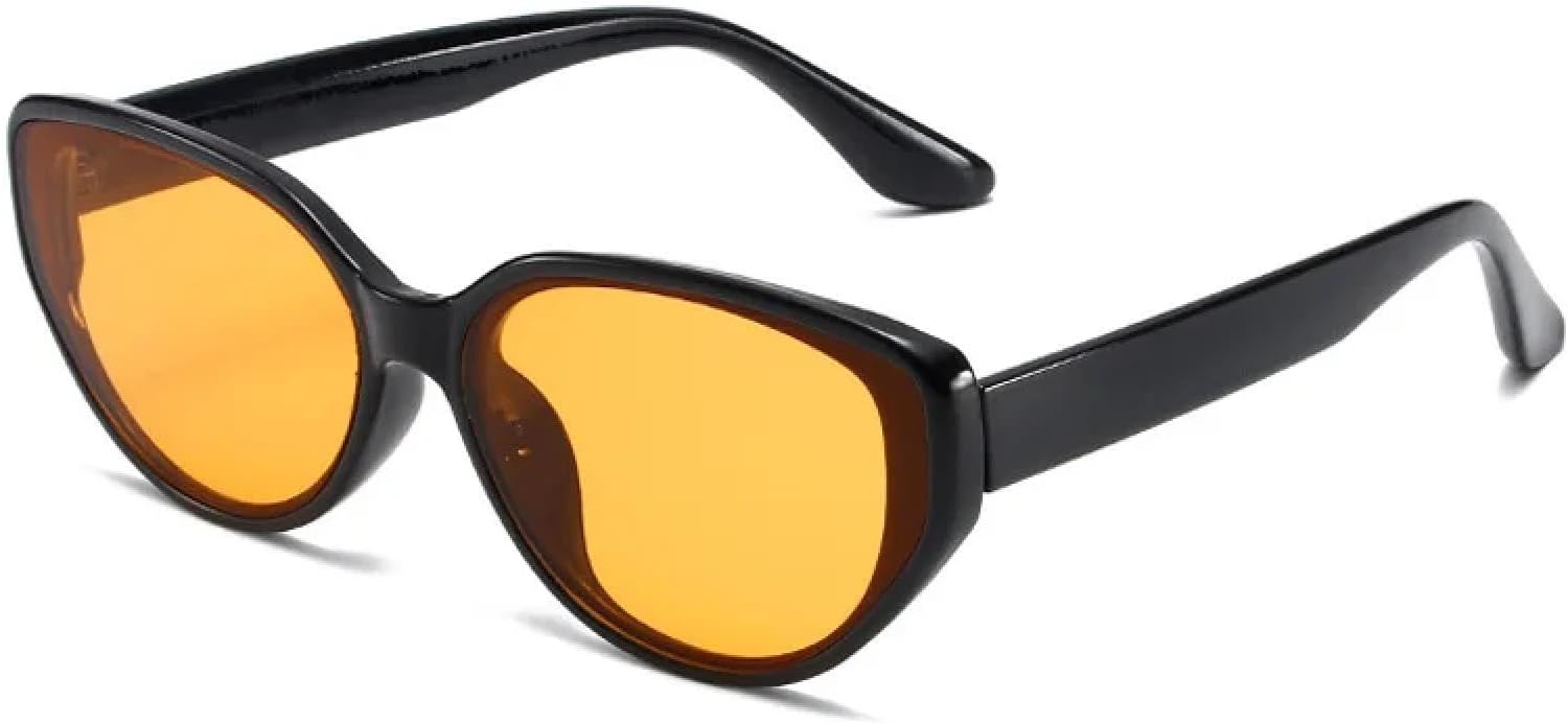 

Солнцезащитные очки с защитой от УФ-излучения UV400 | Большие линзы в стиле «кошачий глаз» с яркими цветными линзами | Для женщин и мужчин, для занятий спортом на открытом воздухе и вождения DSVIGF, Black-orange