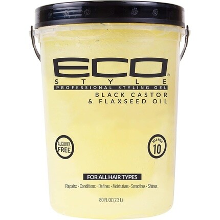 

ECOCO Eco Style Гель Черное касторовое льняное масло Кондиционирует и придает блеск волосам Питает Не содержит спирта Максимальная фиксация Обеспечивает длительный блеск 5 фунтов/2,36 л