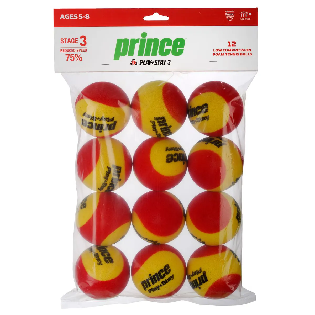 

Упаковка из 12 теннисных мячей PLAY & STAY STAGE 3 FOAM Prince, желтый