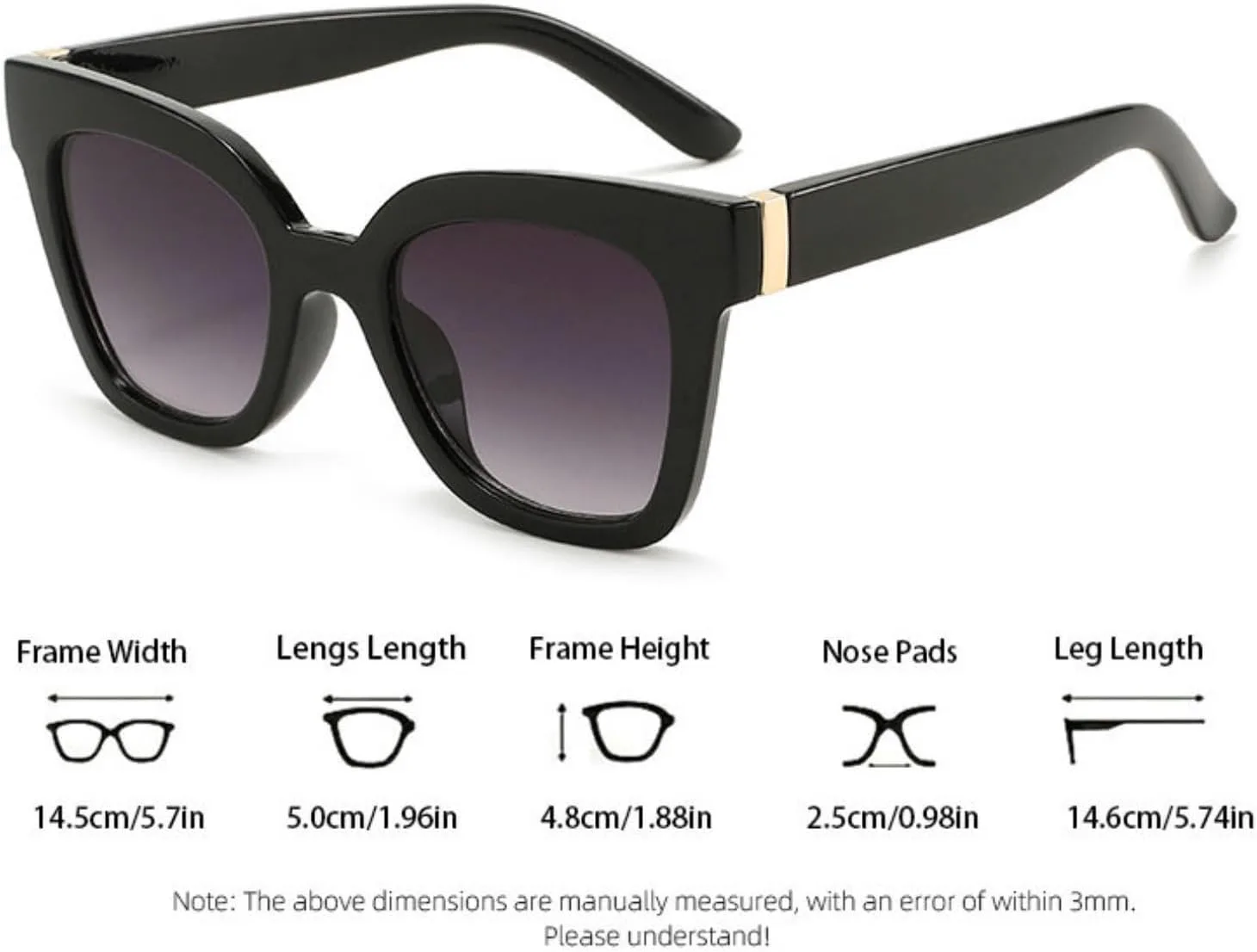 

Солнцезащитные очки Willochra Retro Oversized Cat Eye для женщин, модные, с толстой оправой, квадратным градиентом, винтажные женские солнцезащитные очки, C1