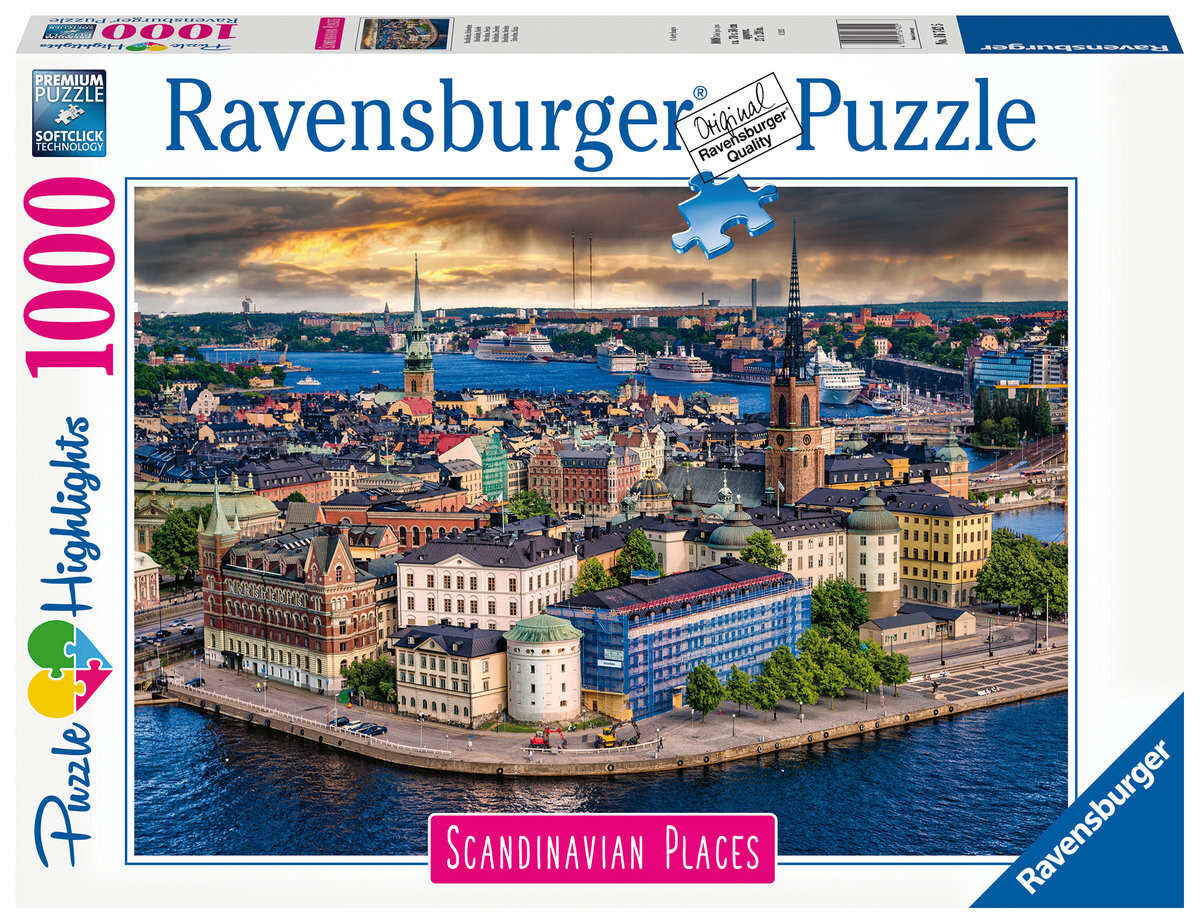

Пазл Ravensburger, Highlights, Скандинавский вид на город, Швеция, 1000 шт.