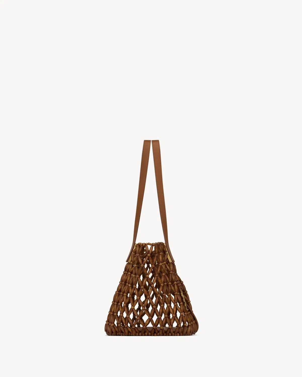 Маленькая сумка PANIER из деревянных бусин SAINT LAURENT, коричневый — фото 4