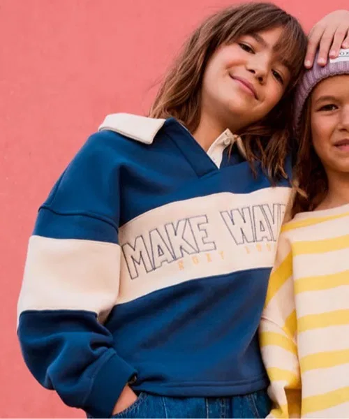 Детская толстовка с длинными рукавами в стиле регби от ICONIC WAVES/Roxy Kids из флиса с начесом — фото 3