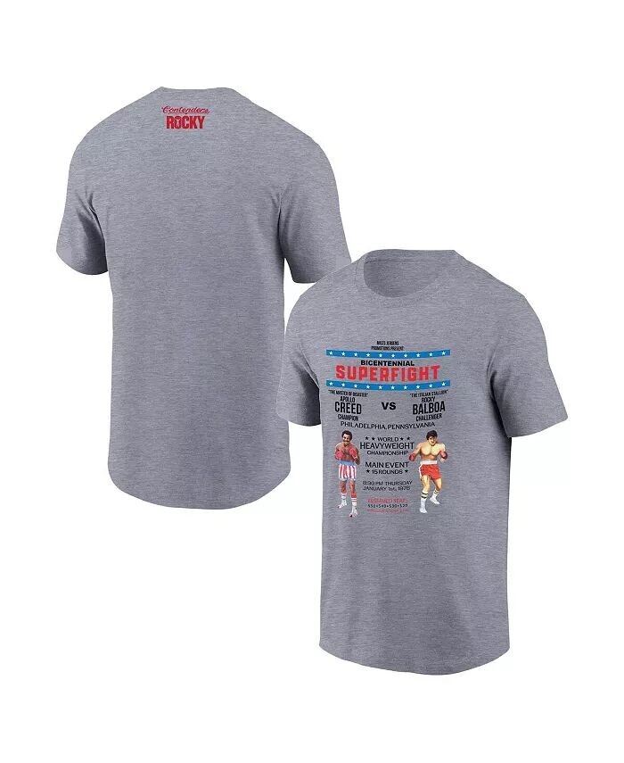 

Мужская и женская серая футболка с постером Rocky Super Fight Contenders Clothing