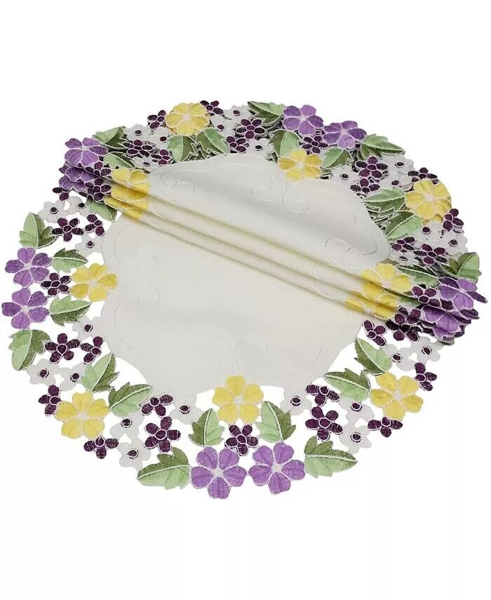 

Круглая салфетка Fancy Flowers — набор из 4 шт., 16 x 16 дюймов Xia Home Fashions, фиолетовый