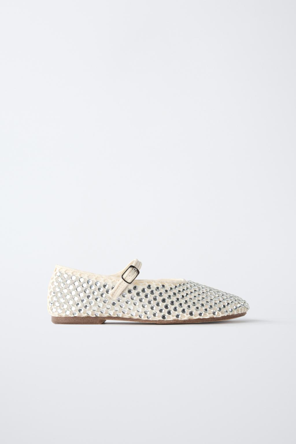 

Блестящие балерины ZARA, цвет Ecru White