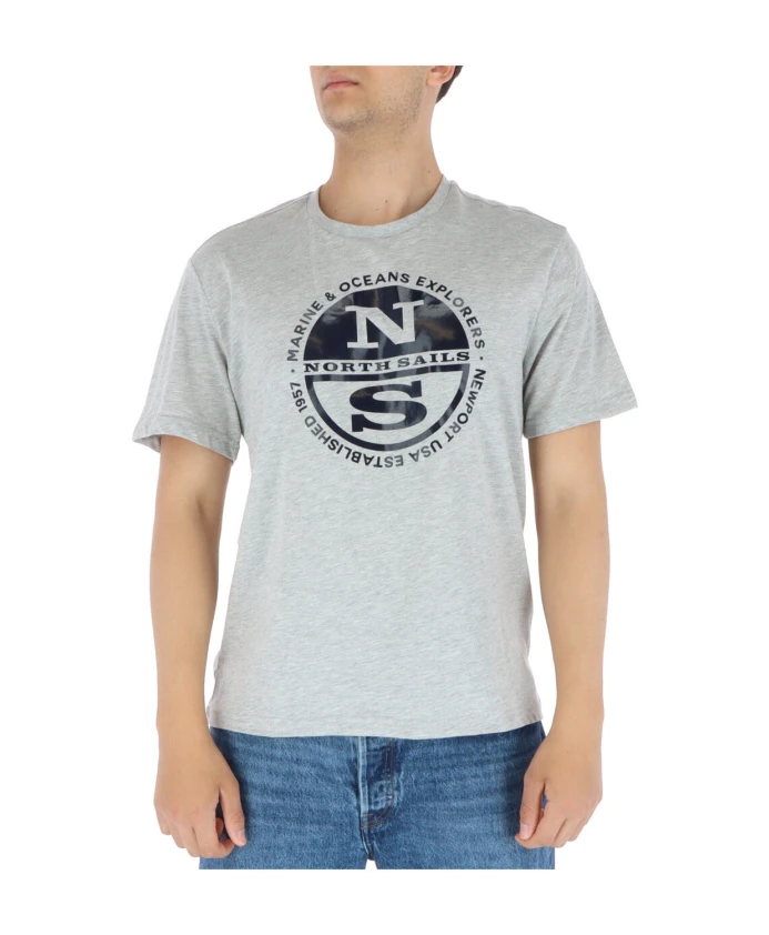 

Белая футболка с принтом, короткие рукава, круглый вырез. North Sails, серый, Белый, Белая футболка с принтом, короткие рукава, круглый вырез. North Sails, серый