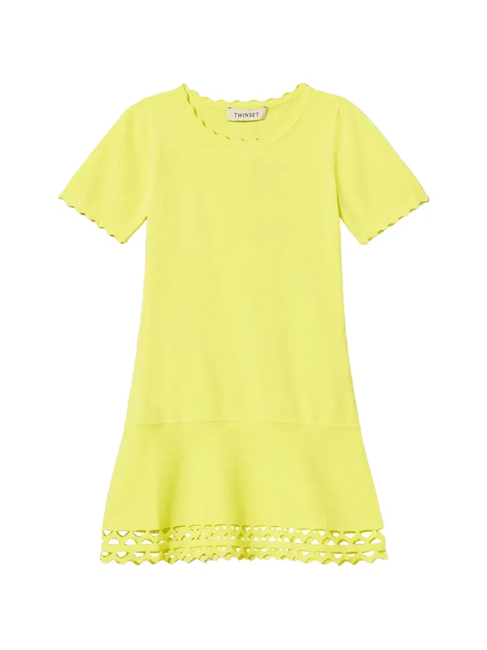 Трикотажное платье с фестонами Twinset Kids, желтый