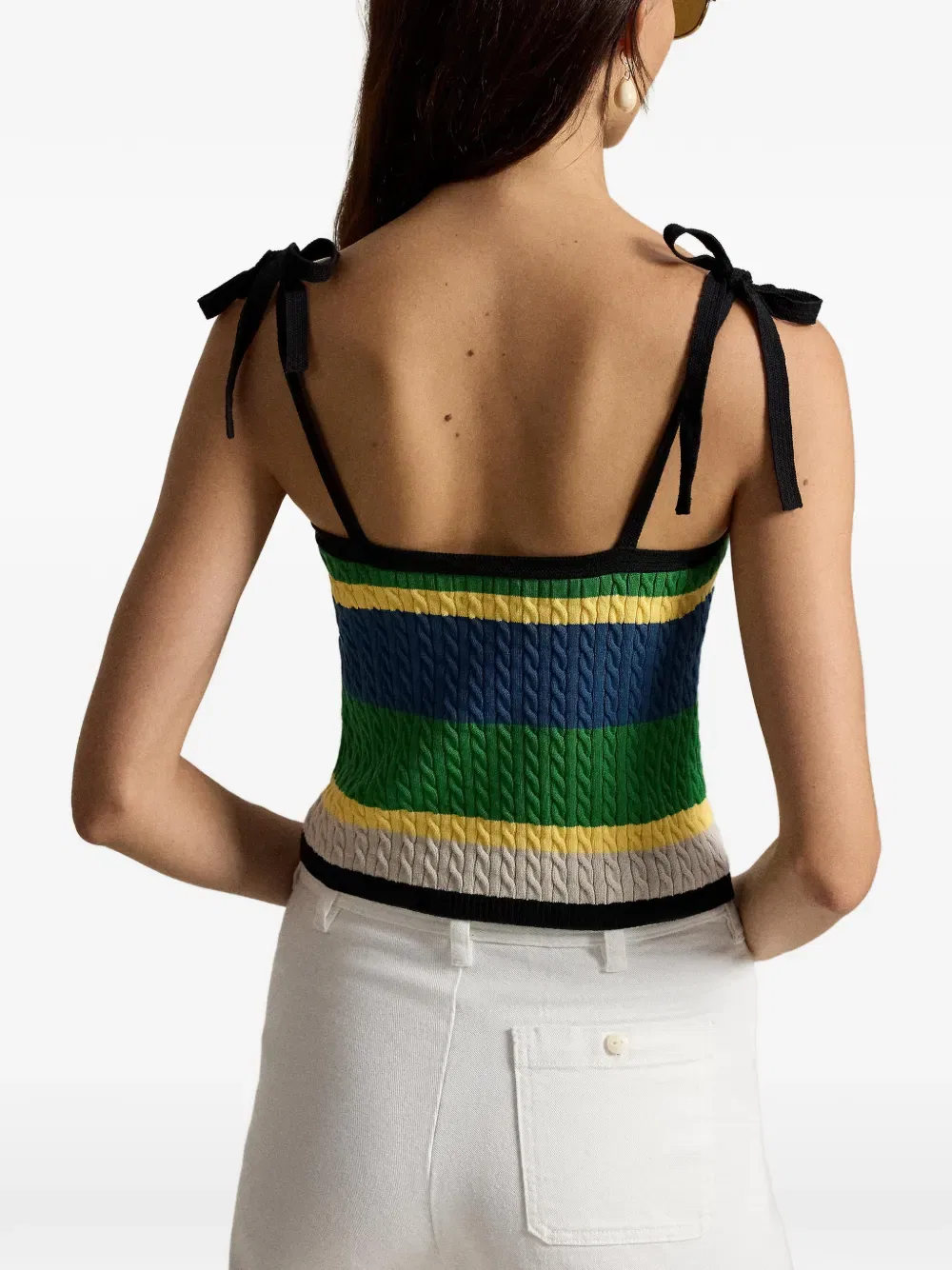 Майка крупной вязки с завязками Polo Ralph Lauren, черный — фото 4