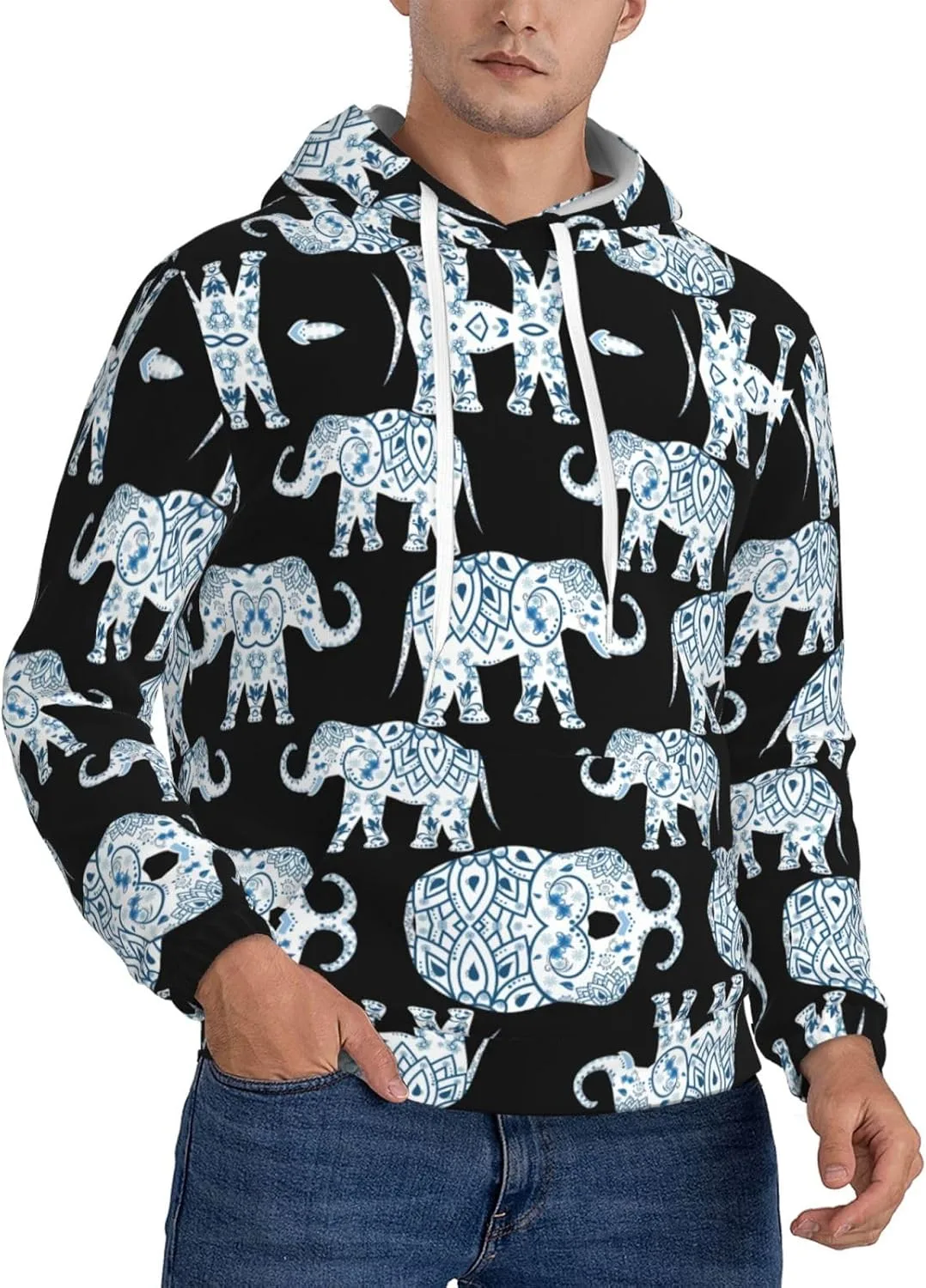 

Мужская толстовка с капюшоном Large, черная, с принтом Elephant SamLng