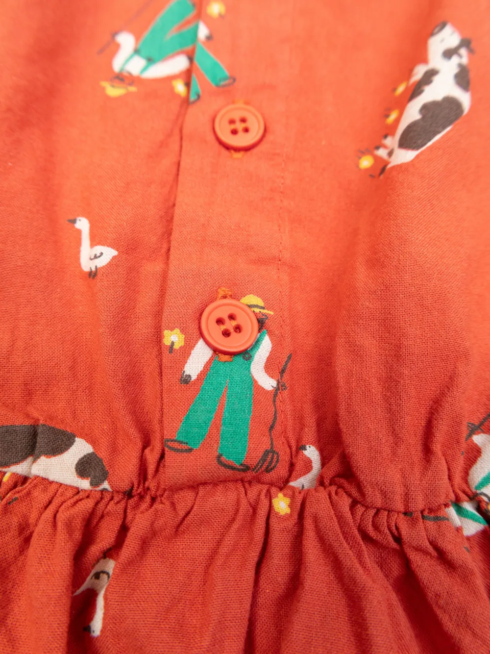 Платье с принтом и пуговицами Farm Adventure Bobo Choses, красный — фото 4
