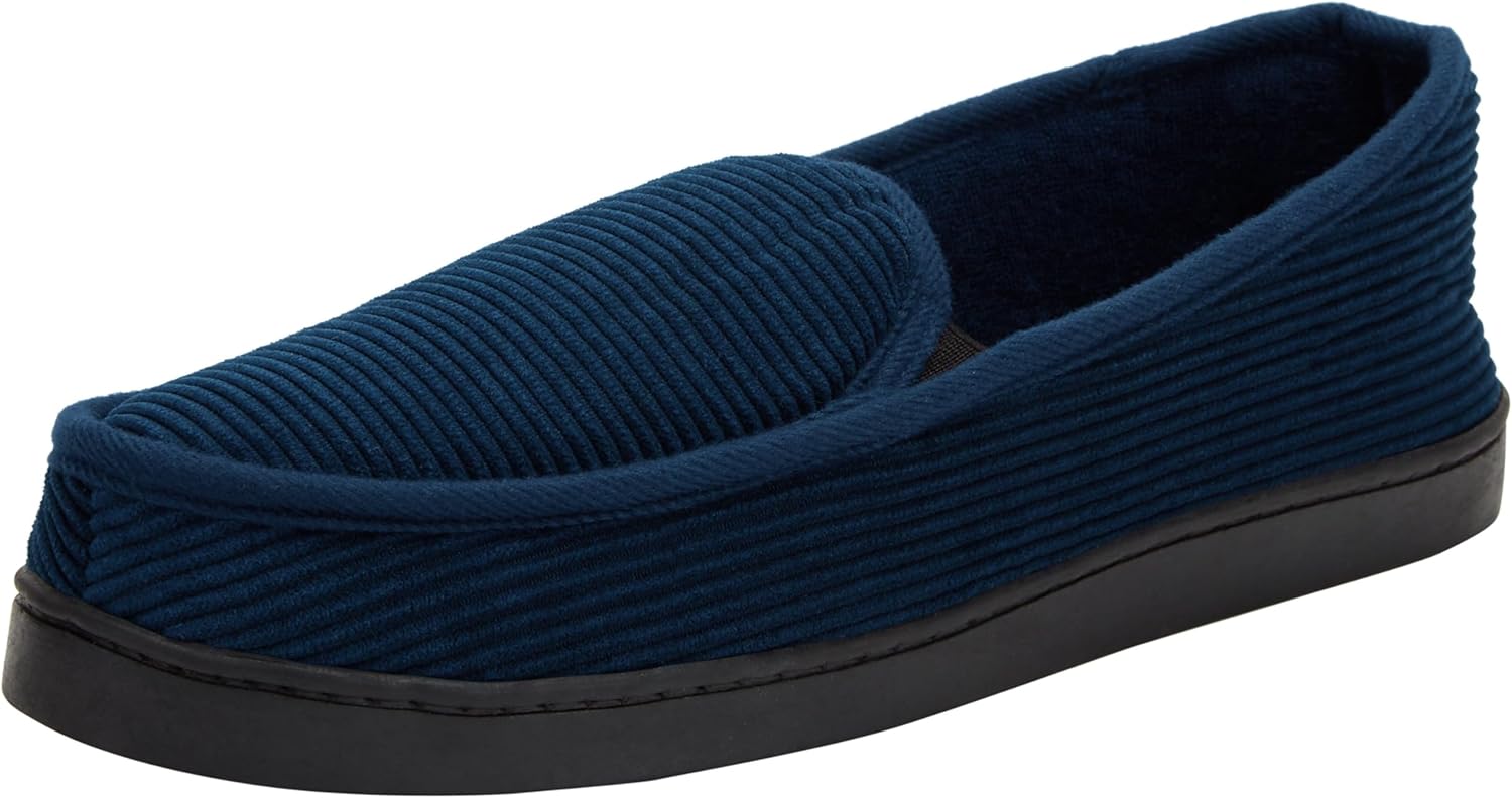 

Мужские шлепанцы KingSize из хлопкового вельвета с широкой посадкой, темно-синий