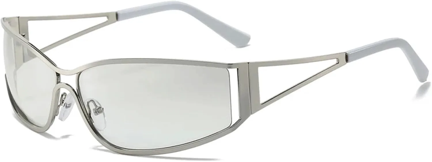 

Женские и мужские солнцезащитные очки с градиентным покрытием, очки в стиле стимпанк, зеркальные очки, очки с защитой от УФ-излучения UV400 TKKTLLT, Silver Silver