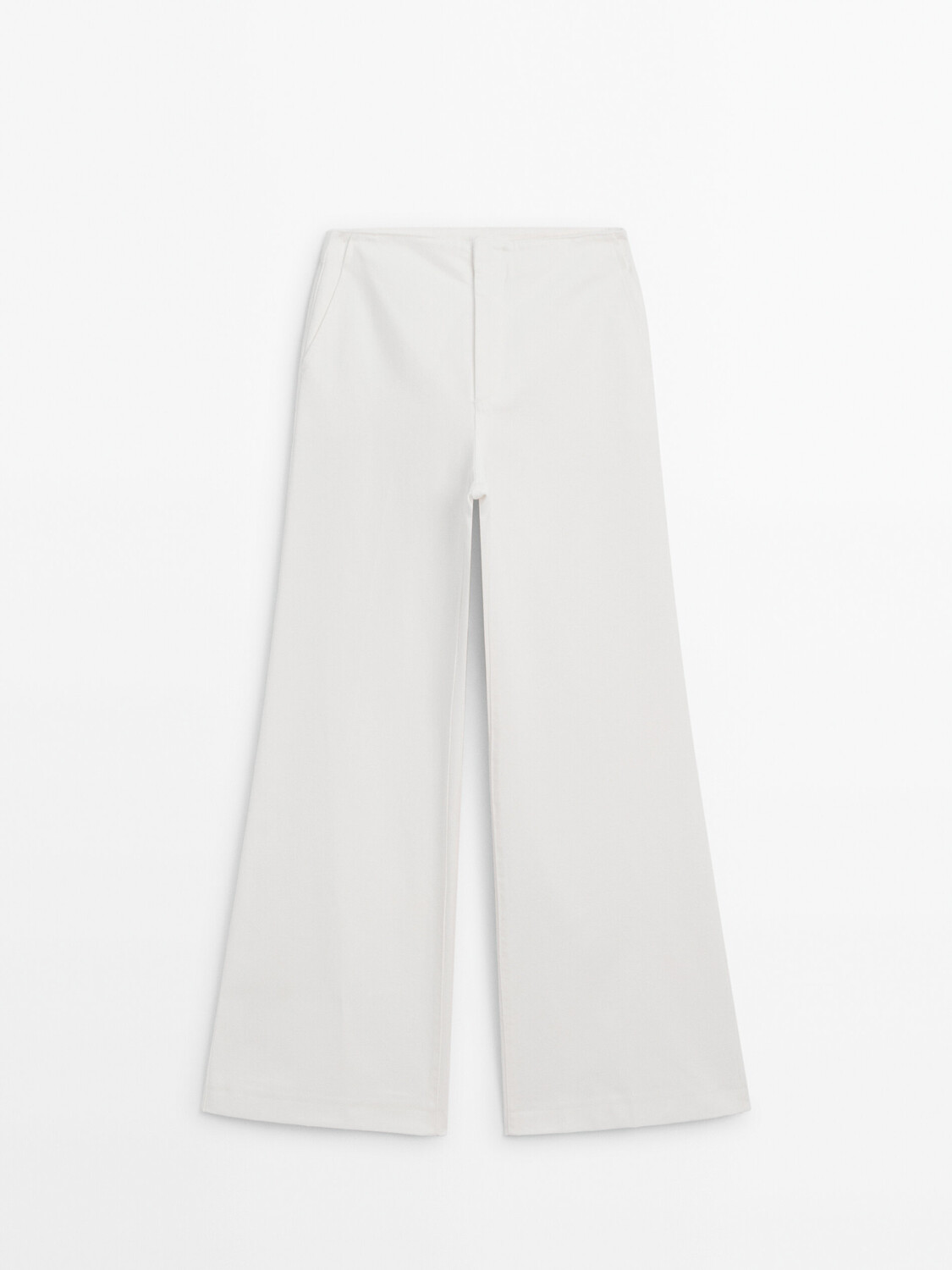 

Расклешенные брюки из 100% хлопка с завышенной талией Massimo Dutti, кремовый, Белый, Расклешенные брюки из 100% хлопка с завышенной талией Massimo Dutti, кремовый