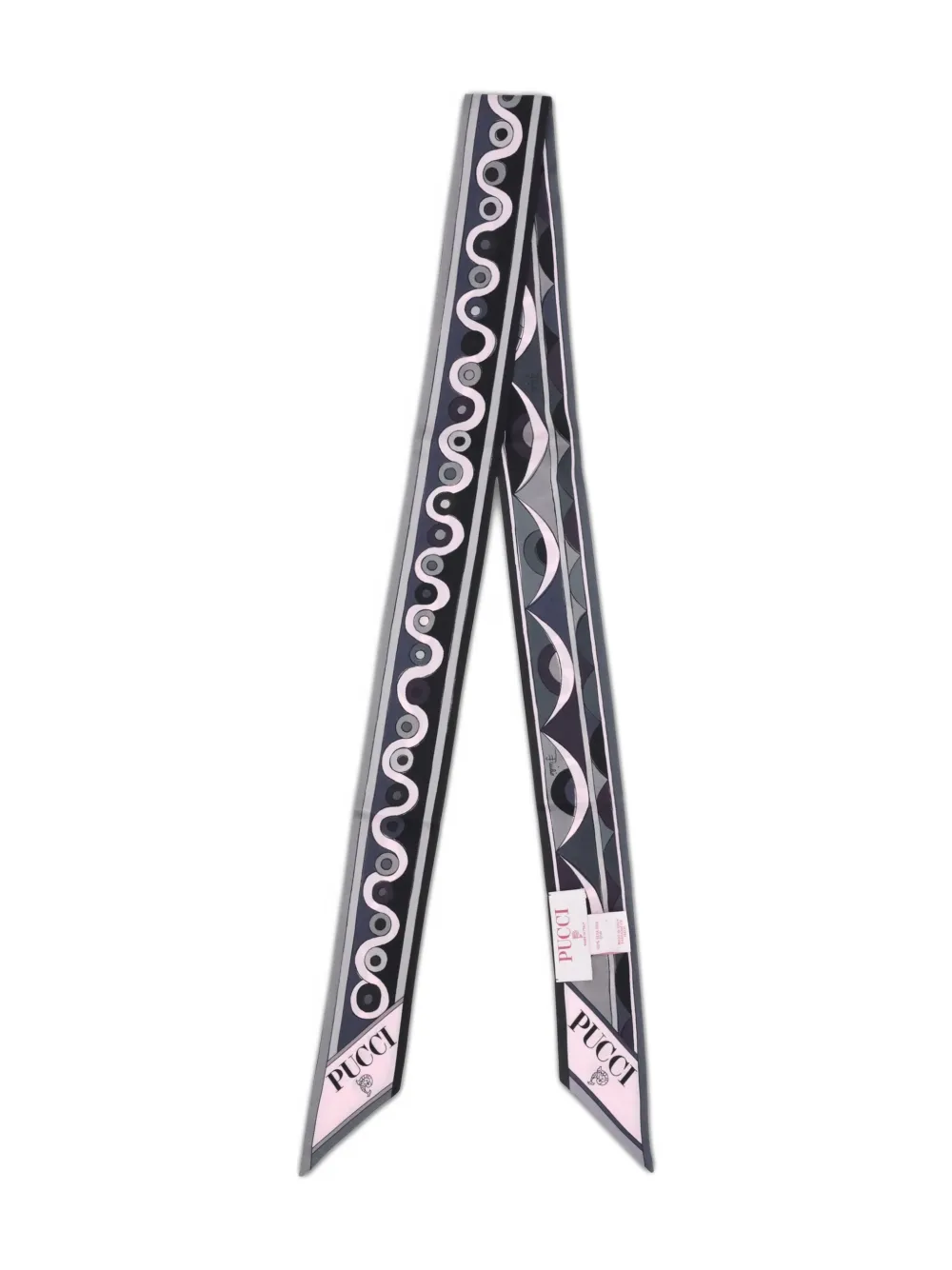 

Шелковый твиловый бандо с принтом Pucci, серый