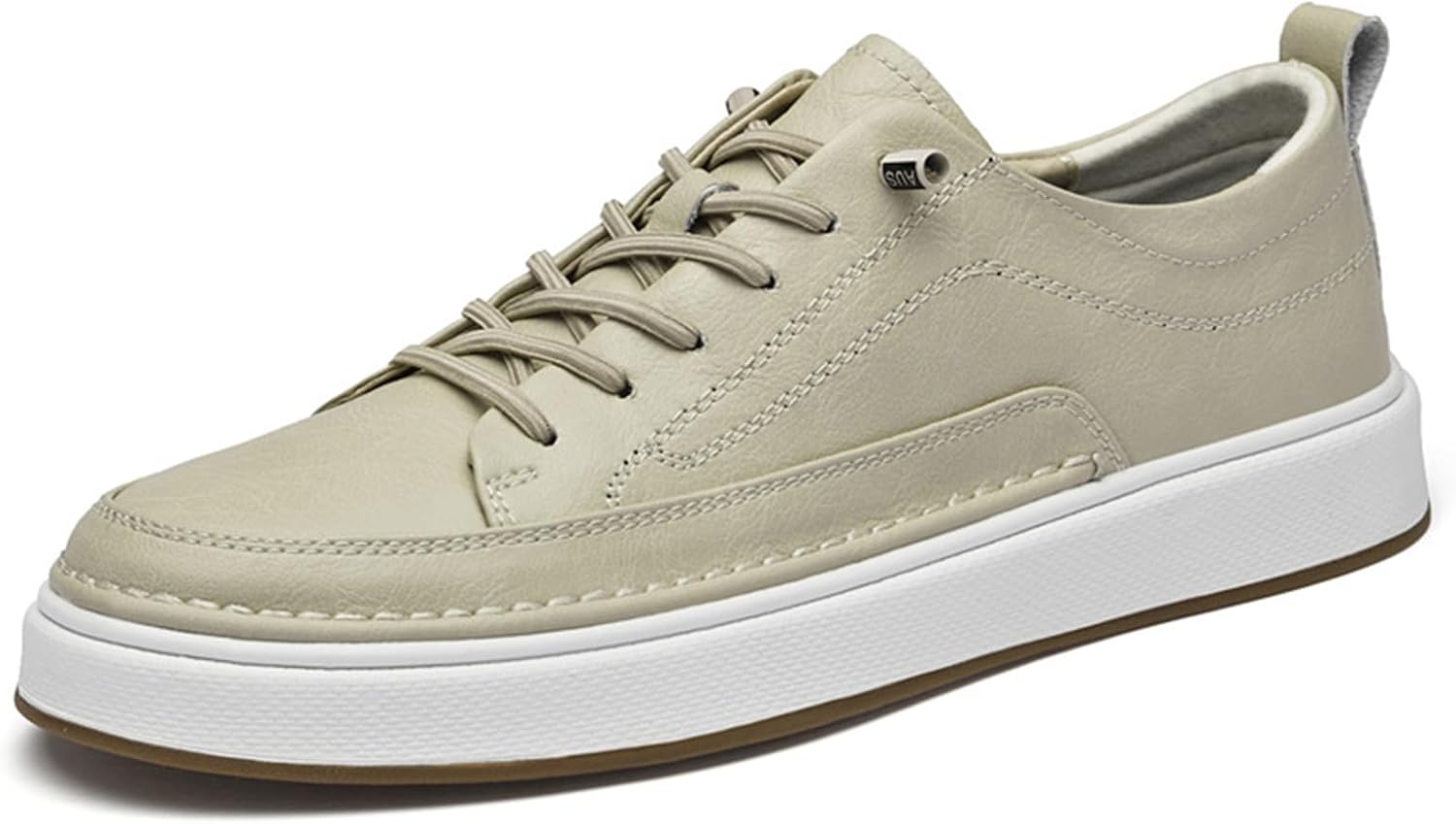 

Мужские кожаные кроссовки-оксфорды, удобные, на плоской подошве, легкие, с противоскользящей подошвой, дышащие, с шнуровкой, ретро-стиль, повседневные туфли для вождения, работы, поездок и досуга Nxnbhsl, бежевый